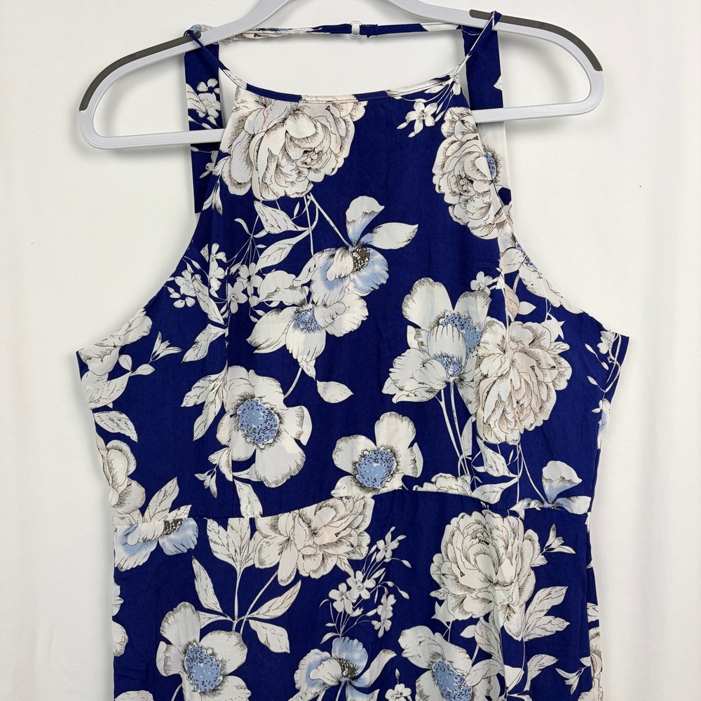 Anself Floral Halter Maxi Dress 5XL Blue White - Picture 2 of 9